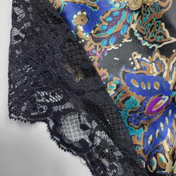 Wacoal 90s Vintage Black Lace Teddy w/ Rare Fine Paisley Pattern EVC Size M - Picture 5 of 11